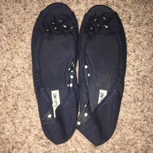 Navy Blue American Eagle Flats with Floral Accent
